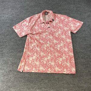 FootJoy Mens Pink Floral Golf Polo Shirt Short Sleeve Size Large FJ Logo